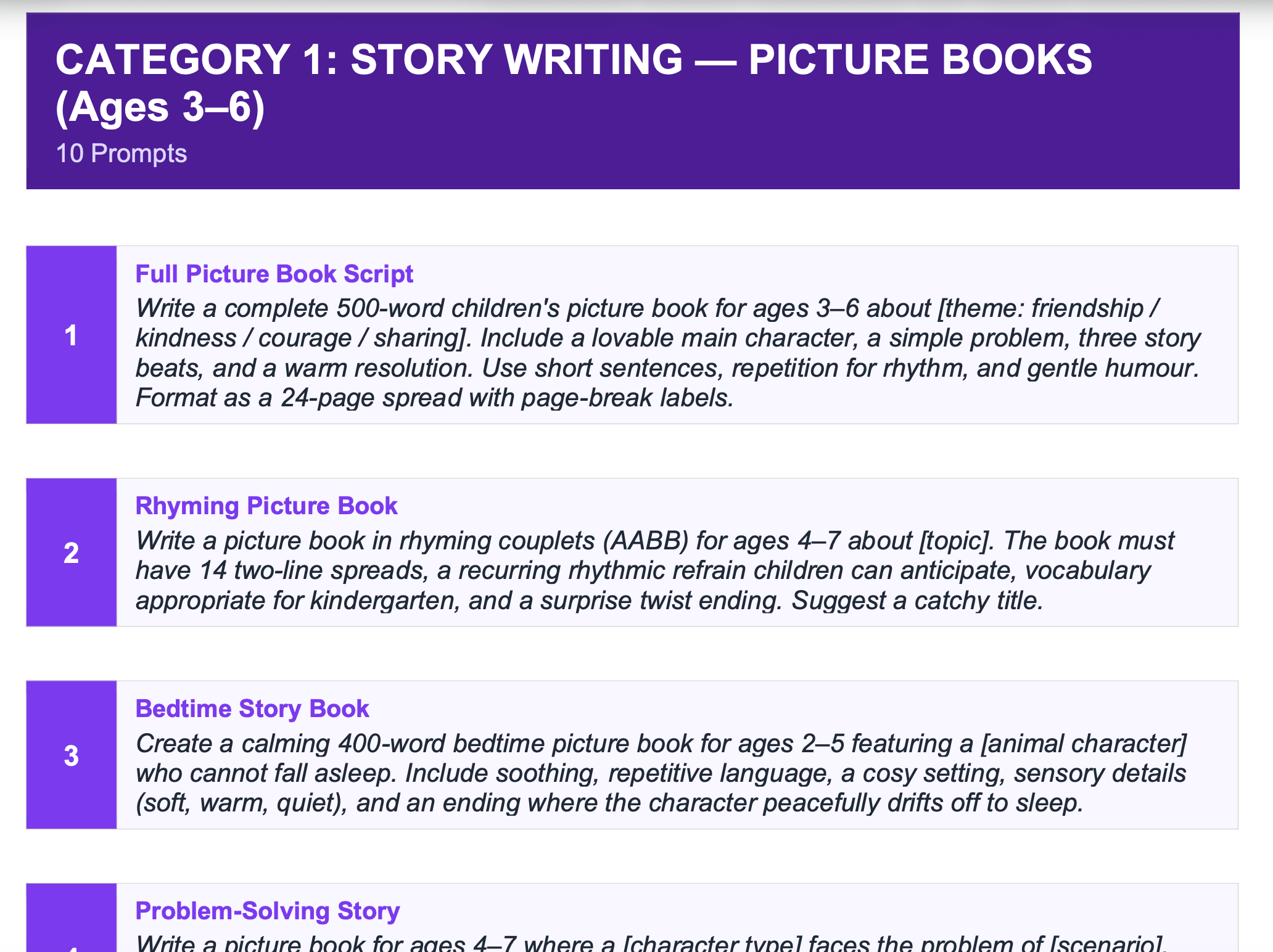 200 Children's Book Prompts for ChatGPT | Write, Illustrate & Publish Kids Books | AI Prompt Pack | KDP Self Publishing