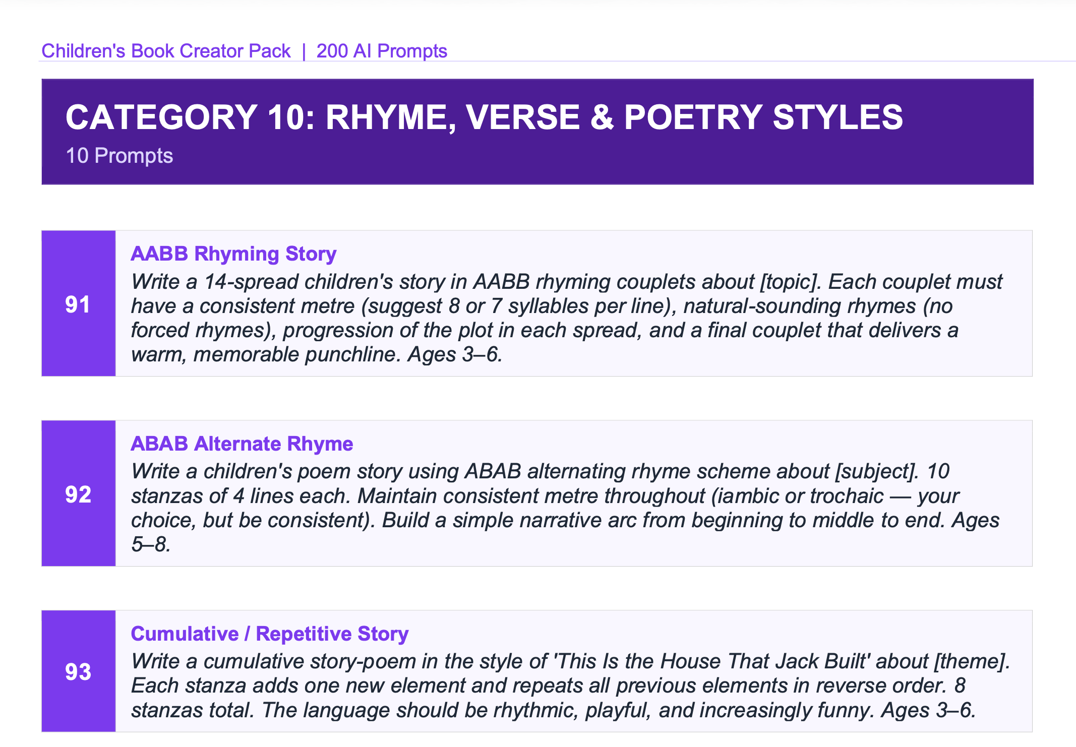 200 Children's Book Prompts for ChatGPT | Write, Illustrate & Publish Kids Books | AI Prompt Pack | KDP Self Publishing