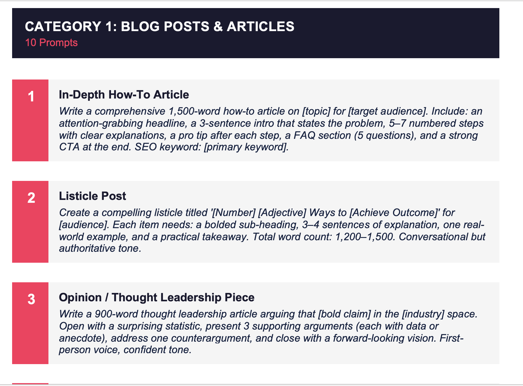 ChatGPT prompts for content