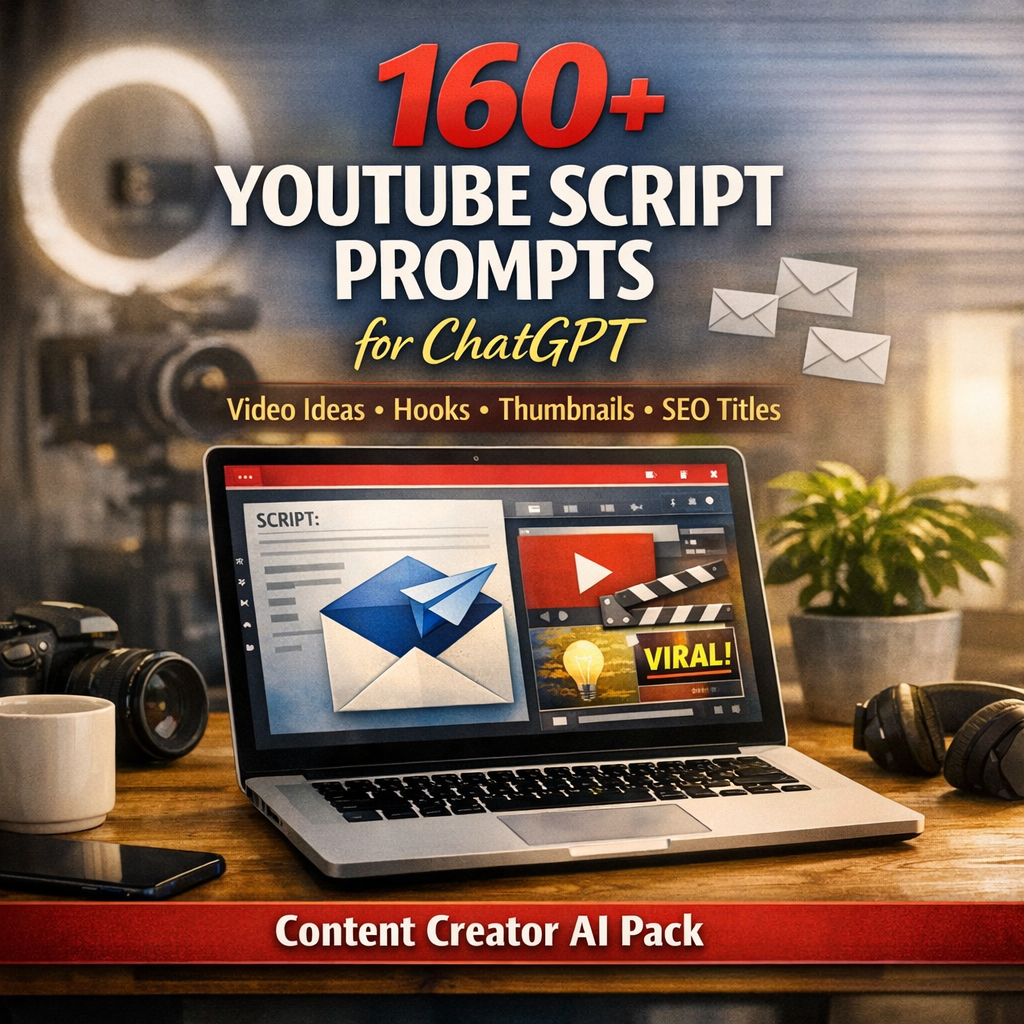 160 YouTube Script Prompts for ChatGPT by PromptForge Studio